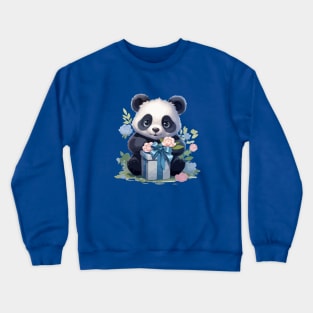 Cute Panda with gifts Crewneck Sweatshirt